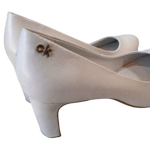 Calvin Klein Heels‎ Pumps Women’s 6.5 Oska White Leather Upper Wedding Bridal - Picture 6 of 14